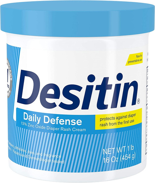 Desitin Daily Defense Baby Diaper Rash Cream With Zinc Oxide To Treat, Relieve & Prevent Diaper Rash, Hypoallergenic, Dye-, Phthalate- & Paraben-free, 16 Oz
