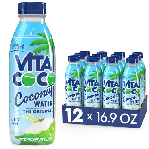 Vita Coco Pure All Natural Hydrating Electrolyte Coconut Water 16.9 Oz Slim Bottle (pack Of 12)
