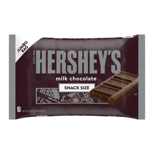 Hershey's, Milk Chocolate Snack Size Candy Bars, Individually Wrapped, 19.8 Oz, Jumbo Bag