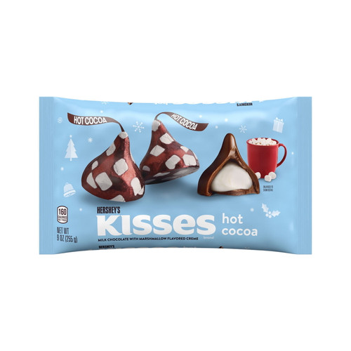 Hershey's, Kisses Hot Cocoa Milk Chocolate With Marshmallow Flavored Creme Candy, Christmas, 9 Oz, Bag