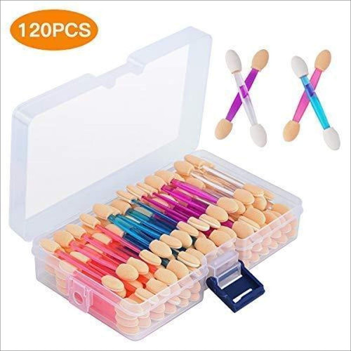 Cuttte Store Disposable Dual Sides Eye Shadow Sponge Applicators With Container, 4 Colors Eyeshadow Brushes Makeup Applicator, 120 Pieces
