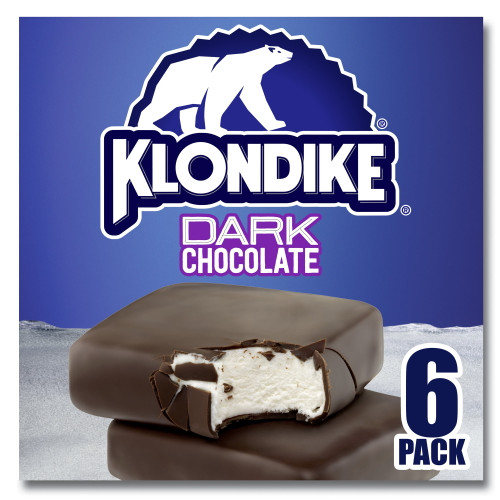 Klondike Dark Chocolate Frozen Vanilla Dairy Dessert Ice Cream Bars 4.5 Fl Oz 6 Count