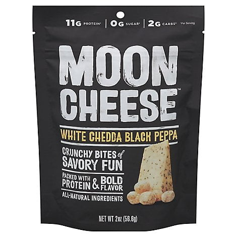 Moon Cheese Chs Snk Wht Ched Blck Ppr - 2 Oz Pack Of 12