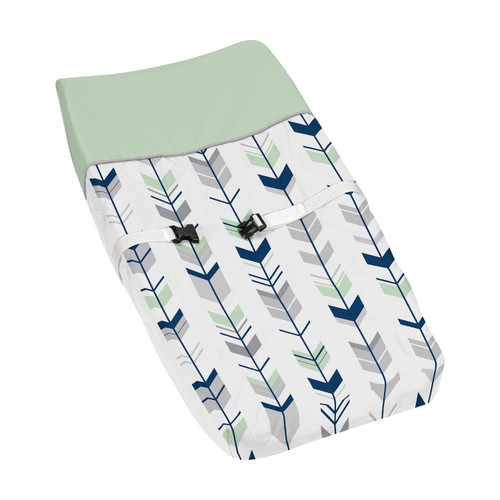Mod Arrow Grey Navy Mint Changing Pad Cover By Sweet Jojo Designs