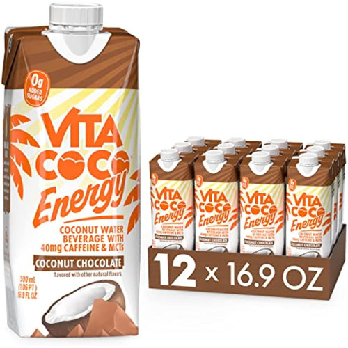 Vita Coco Boosted Coconut Water With Mct Oil Coconut Chocolate I Tea Based Caffeine I Coffee Drink Alternative For Natural Energy I Vitamin B I 16.9oz Pack Of 12, 202.8 Fl Oz