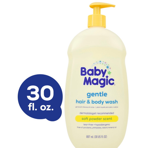 Baby Magic Tear-free Gentle Hair And Body Wash, Soft Powder Scent, Hypoallergenic, 30 Oz.