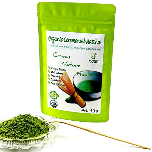Organic Matcha Green Tea Powder, Japanese Green Tea, Ceremonial Grade Mocha Powder, Pure Machata Tea Powder (1.76oz)
