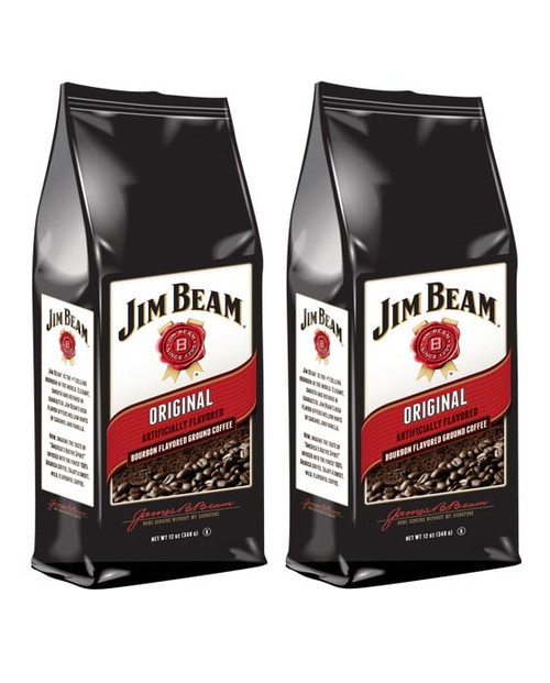 (2 Pack) Jim Beam Original Bourbon Ground Coffee, Medium Roast, 12 Oz