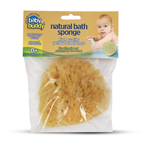 Baby Buddy Natural Baby Bath Sponge 4in Soft Yellow Sea Sponge Soft On Tender Baby Skin, Biodegradable, 1pk