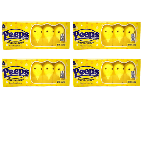 Easter Peeps Marshmallow Yellow Chicks Easter Candy (pack Of 4),5 Count/pack Treats For Easter Baskets And Decorations