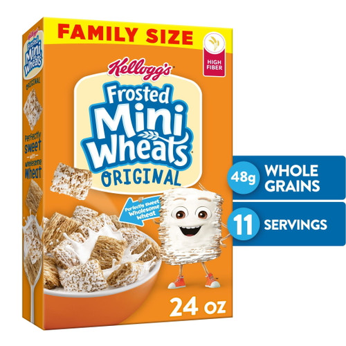 Kellogg's Frosted Mini-wheats Breakfast Cereal, High Fiber, Original, 24 Oz, Box