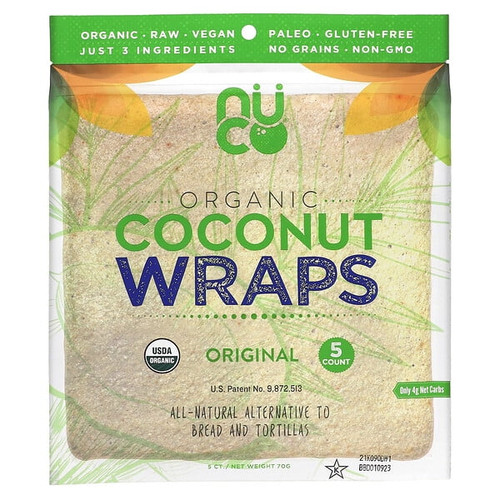 Nuco, Organic Coconut Wraps, Original, 5 Wraps (14 G) Each