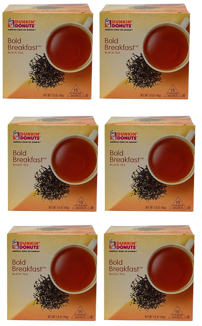 Dunkin' Donuts Bold Breakfast Black Tea, 15 Tea Bags Boxes (pack Of 6)