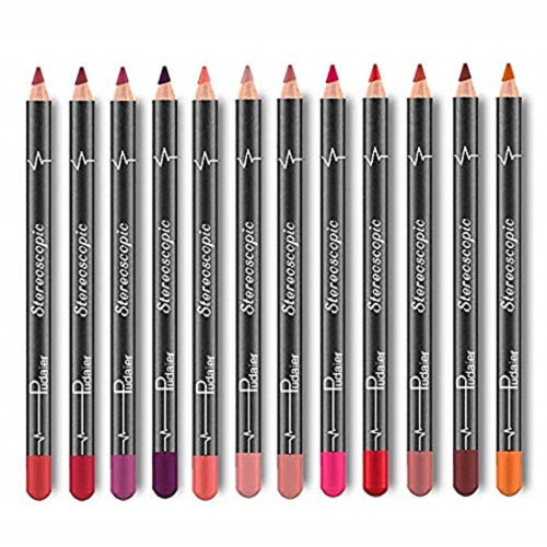 12pcs Women Waterproof Lipstick Long Lasting Matte Lipliner Pencil Lip Pen Set