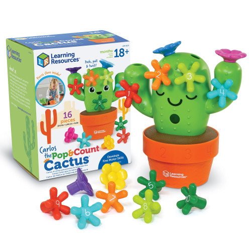 Learning Resources Carlos The Pop & Count Cactus - 16 Pieces, Educational Toys For Boys And Girls Ages 18+ Months, Toddler Toys