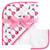 Hudson Baby Infant Girls Cotton Hooded Towel And Washcloth 2pc Set, Fancy Flamingo