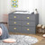 Timechee 6 Drawer Double Dresser, Wooden Nursery Dresser Chest With Changing Table Top, Gray