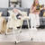 Infans 4-in-1 Foldable Baby High Chair Height Adjustable Feeding Chair W/ Wheels Beige
