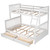 Twin-over-full Bunk Bed With 2 Storage Drawers, Wood Bed Frame With Full-length Safety Rail & Inclined Ladder, Can Be Divided Into 2 Beds, No Box Spring Needed, White