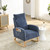 Syngar Velvet Upholstered Rocking Chair With Solid Wood Base And 2 Side Pockets, Mid Century Modern Nursery Rocking Armchair Tall Back For Home Office Living Room Bedroom Balcony, Blue