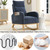 Syngar Velvet Upholstered Rocking Chair With Solid Wood Base And 2 Side Pockets, Mid Century Modern Nursery Rocking Armchair Tall Back For Home Office Living Room Bedroom Balcony, Blue