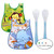 Dicasser 3pcs Children's Meal Pocket Spoon Fork Set Waterproof Bib