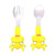 Opolski 2pcs/set Portable Kids Tableware Cartoon Design Portable Stainless Steel Infant Dining Spoon Fork Set For Feeding