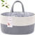 Abenkle Baby Diaper Caddy Organizer, Cotton Rope Nursery Storage Bin Basket For Changing Table Car, Gift For Baby Shower - Grey