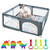 Caikuitonron Play Pen For Babies And Toddlers, Baby Play Yard With Gate For Limited Space (47"x47"x26"), Baby Fence With Breathable Mesh, Safety Indoor & Outdoor Activity Center (grey)