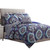Split 6 Piece Reversible Printed Twin Size Complete Bed Set The Urban Port, Blue