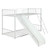 Twin Over Twin Metal Bunk Bed With Ladder And Slide, Heavy Duty Bed Frame With Safety Guard Rails For Kids Teens Adults, Easy To Assemble, No Box Spring Required, White 77.9''lx40.9''wx53.9''h