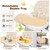 Folding High Chair For Babies & Toddlers, Infant Dining Chair W/ Removable Dishwasher Safe Tray, 5-point Safety Belt, Wheels, Detachable Cushion, Adjustable Backrest Footrest & Height (beige)