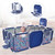 71in Baby Playpen Baby Playard Kids Activity Center Extra Large Anti-fall Playpen With Basketball Hoop Mesh Infant Children Play Game Fence For Indoors Outdoors Home Without Balls And Mat, Blue