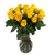 18 Yellow Roses By Arabella Bouquets With Free Hand-blown Glass Vase (fresh-cut Flowers, Yellow)