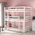 Triple Bunk Bed For Kids, Wooden Twin Size Boys Girls Bed Frame With Guard Rail And Ladder, White 81.7"l X 43.2"w X 78.1"h