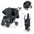 Infans Foldable Double Baby Stroller Lightweight Front & Back Seats Pushchair Black