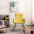 Syngar Velvet Rocking Chair With Cushion, Comfort Upholstered Nursery Rocking Chair With Solid Curved Wood Base, Modern Accent Lounge Chair For Living Room, Bedroom, Yellow, D4991