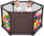 Baby Play Yard Playpen Baby Play Fence With Ball Hoop&breathable Mesh, Portable Play Yard For Baby Infant Toddler Indoor Outdoor (brown)