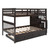 Full Over Full Stairway Bunk Beds With Trundle, Wood Trundle Bunk Bed For Kids Toddler Boys Girls Adults, Wood Bunk Bed Frame With Storage And Guard Rail, Full Over Full, Espresso