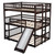Anysun Triple Bunk Beds - Wood Frame With Slide For Kids - Full Size - Espresso