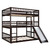 Anysun Triple Bunk Beds - Wood Frame With Slide For Kids - Full Size - Espresso
