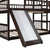 Anysun Triple Bunk Beds - Wood Frame With Slide For Kids - Full Size - Espresso