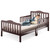 Costway Kids Toddler Wood Bed Bedroom Furniture W/ Guardrails Brown