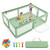Gymax Baby Playpen Extra-large Safety Baby Fence W/ Ocean Balls & Rings Green