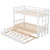 Twin Over King/twin Bunk Bed With Trundle, Wooden Bunk Bed With Ladder And Safety Rail, Convertible Down Bed With Pull-out Multi-functional Trundle For 4 People, White