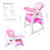 Hommoo 3 In 1 Baby High Chair, Convertible Play Table And Chair Set For Toddler, Adjustable Seat Back, Pink