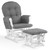 Willow Glider With Ottoman, White Finish With Gray Cushions