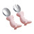 Opolski 2pcs/set Portable Infant Tableware Cartoon Dinosaur Portable Stainless Steel Baby Feeding Spoon Fork Set Home Use