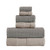 Porto 6 Piece Towel Set With Jacquard Grid Pattern The Urban Port, Beige And Gray