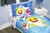 Baby Shark 4-piece Toddler Bedding Set, Toddler Bed, Blue, Yellow